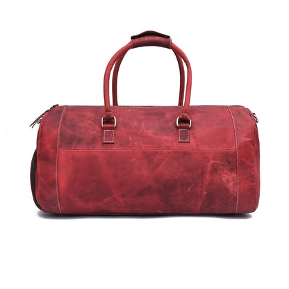 Redruff- Leather Red Duffle Bag 22 Inches