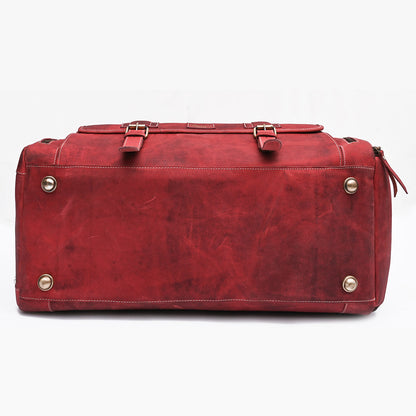 Redruff- Leather Red Duffle Bag 22 Inches