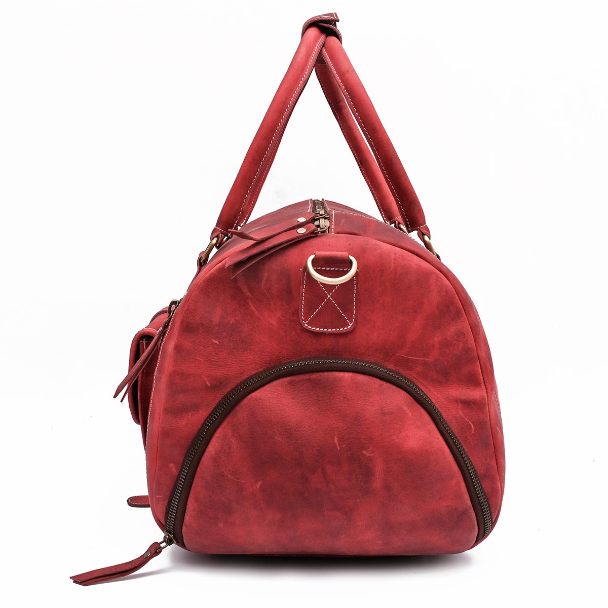 Redruff- Leather Red Duffle Bag 22 Inches