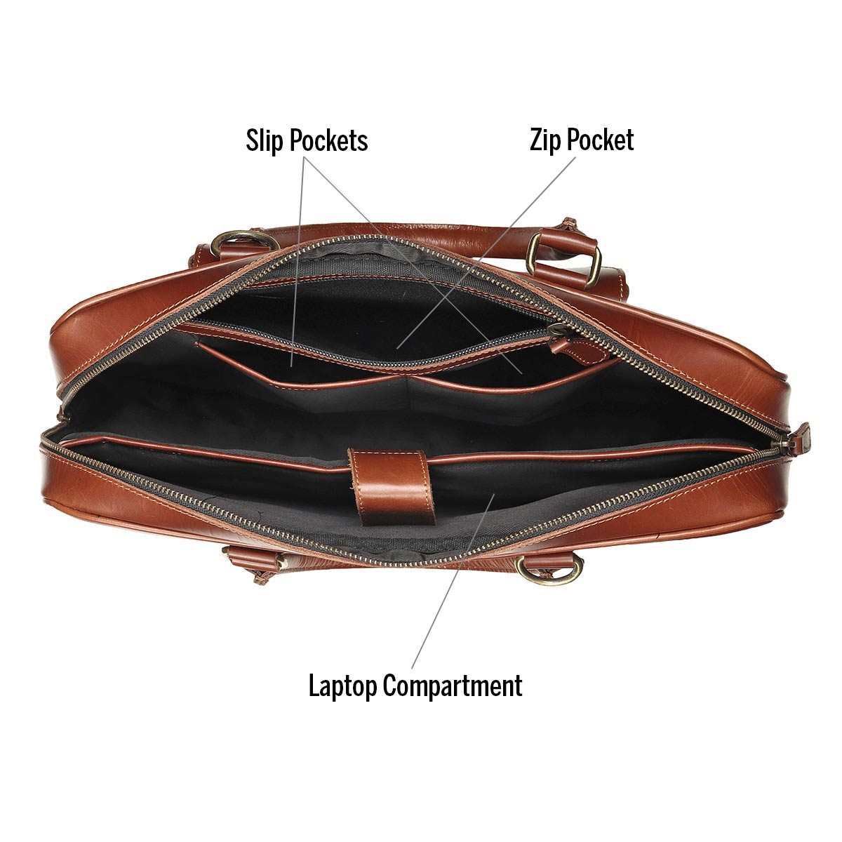 CAPTAIN - GENUINE LEATHER LAPTOP BRIEFCASE