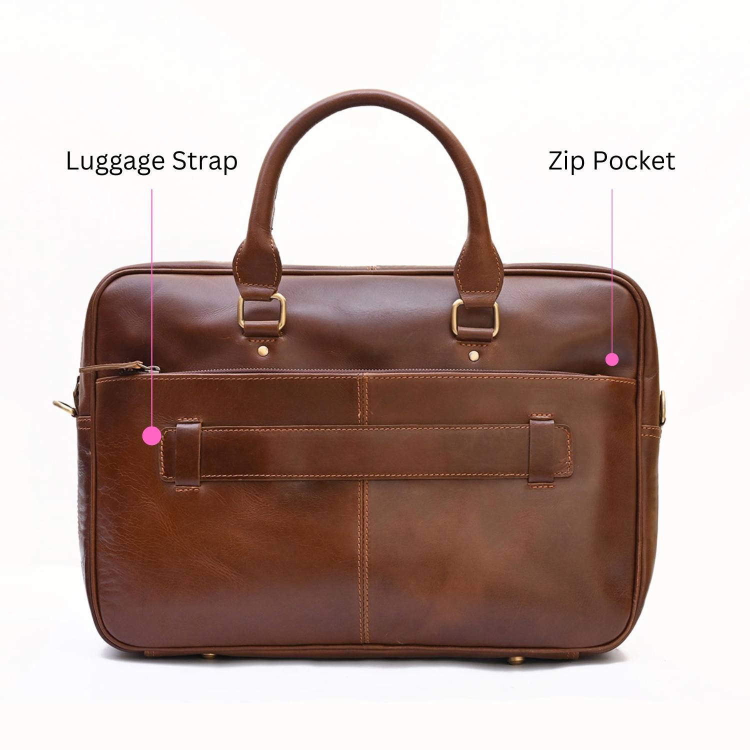 WISEMAN - GENUINE LEATHER LAPTOP BRIEFCASE