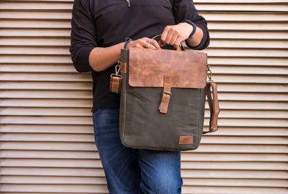 MessengerBag- Waxed Canvas and Leather Messenger Bag