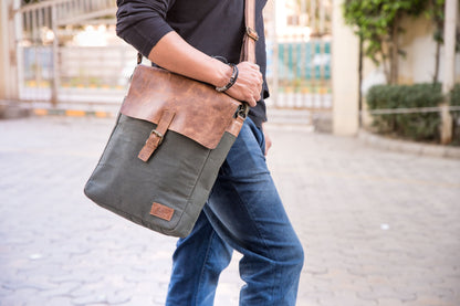 MessengerBag- Waxed Canvas and Leather Messenger Bag